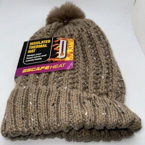 Escape Heat One Size Women’s Knit Pom Pom Beanie NEW WITH TAGS G16